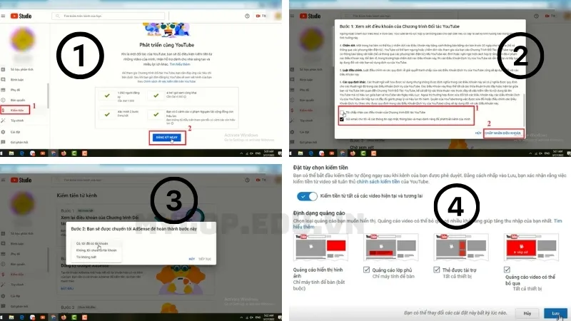 Hướng dẫn cách bật kiếm tiền trên YouTube