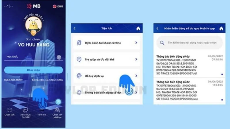 Hướng dẫn xem số dư thông qua App MB Bank