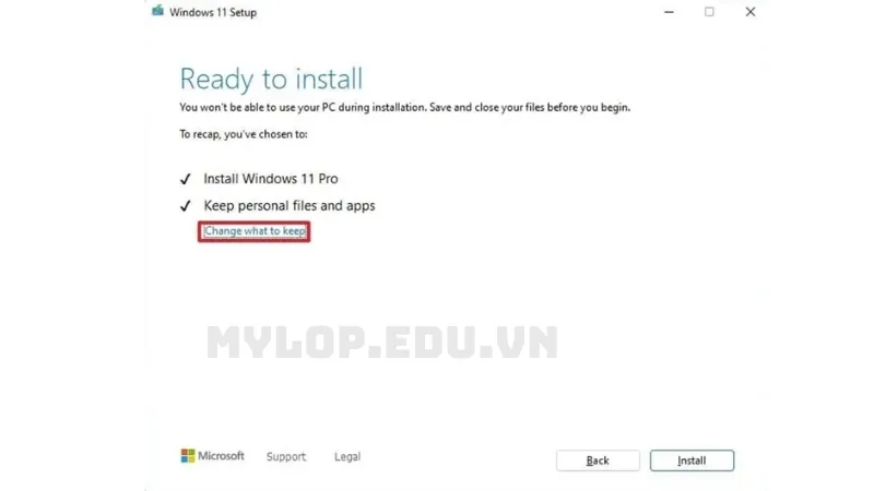 nhấn nút “Install” để khởi động quá trình cài đặt Windows 11