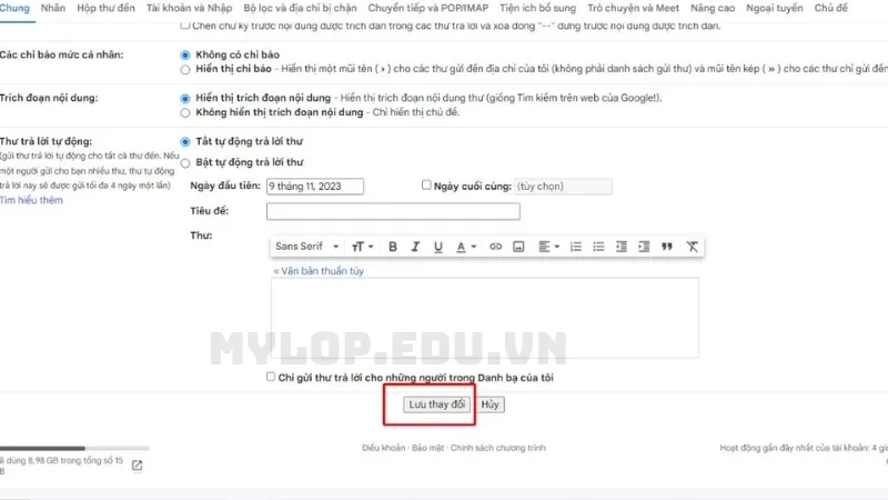 Bước 3: Cách thu hồi Gmail đã gửi trên máy tính