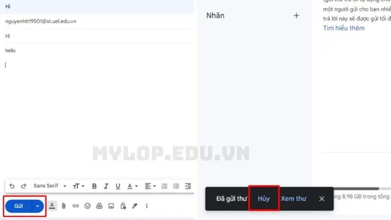 Bước 4: Cách thu hồi Gmail đã gửi trên máy tính