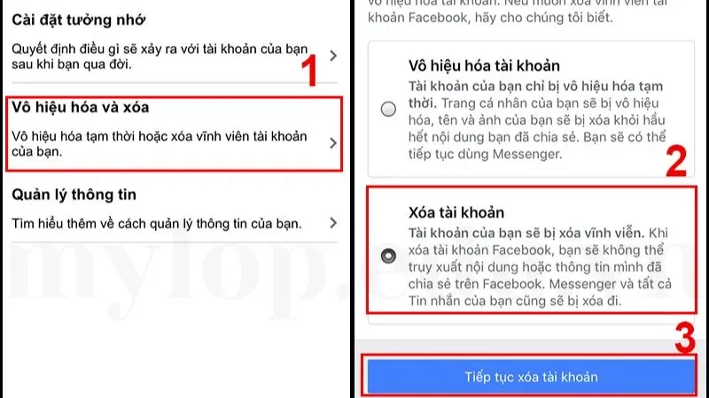 cách xóa tài khoản fb 2