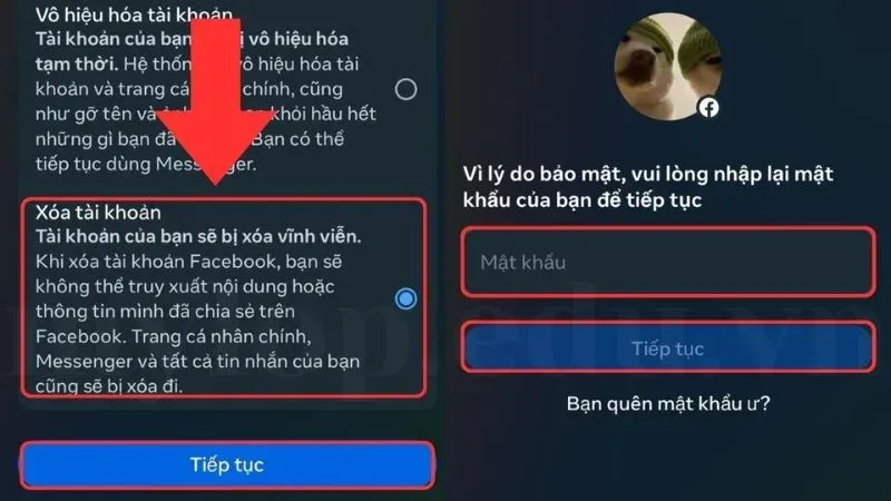 cách xóa tài khoản fb 7