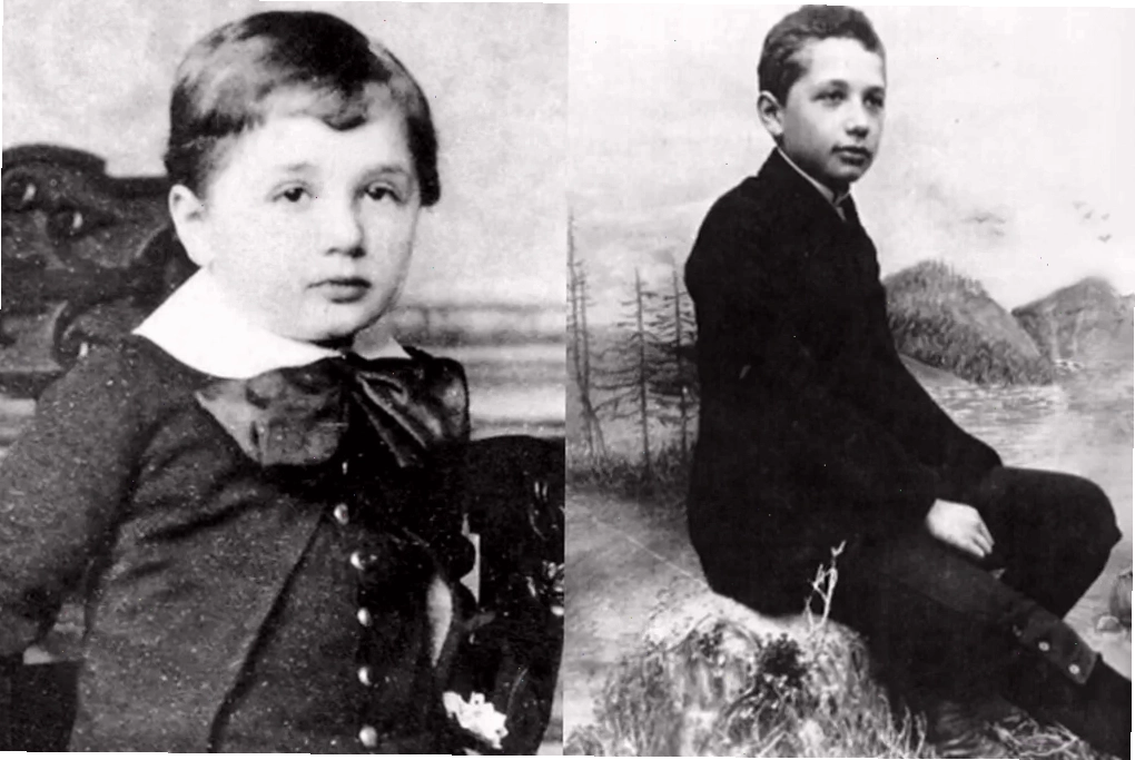 Albert Einstein lúc 3 tuổi và 14 tuổi