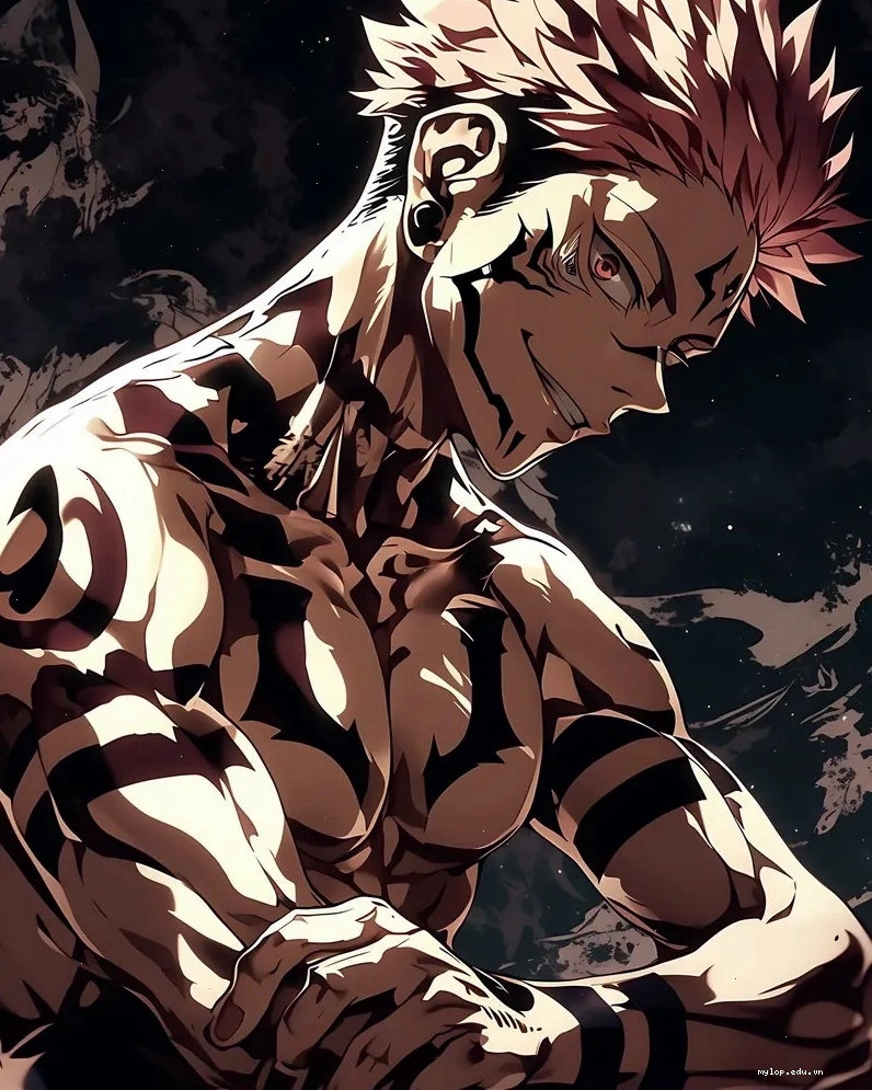Ảnh Sukuna phiên bản anime, thể hiện sự mạnh mẽ và bí ẩn