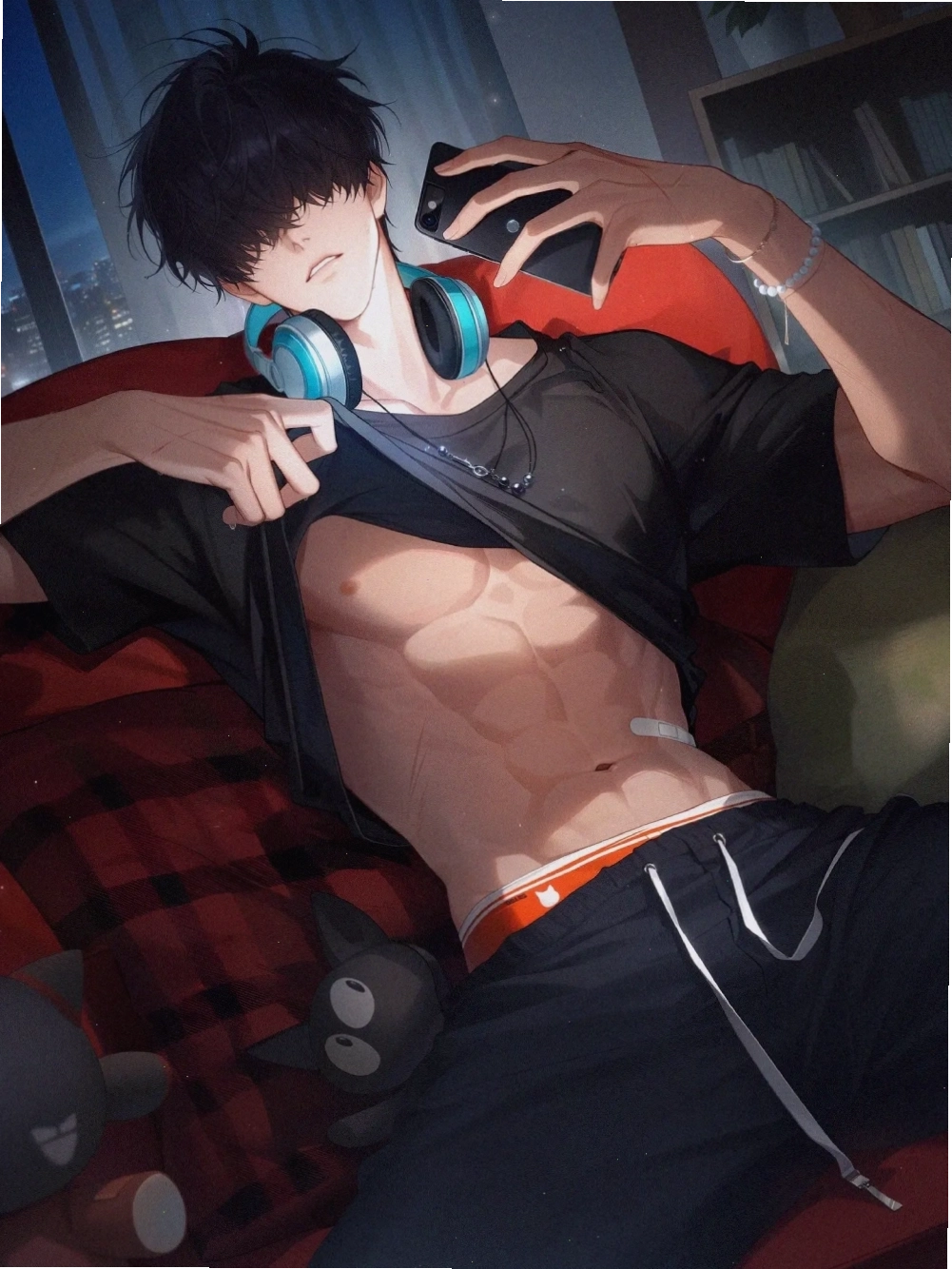 Anime nam 6 múi khoe cơ bụng hoàn hảo