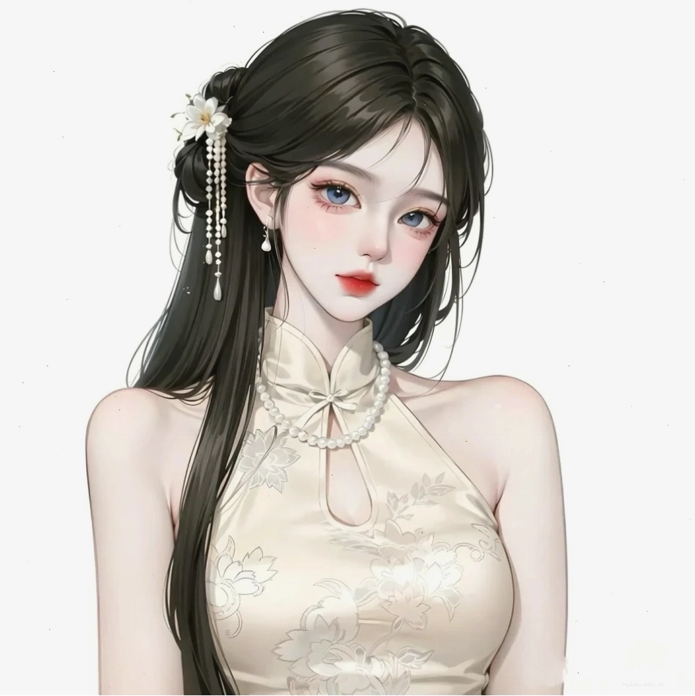 Anime nữ cổ trang với trang phục trắng tinh khôi