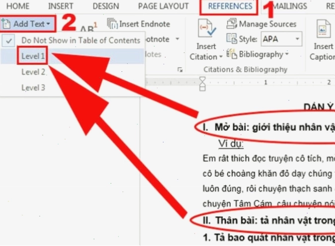 Áp dụng các kiểu Heading cho tiêu đề trong Word