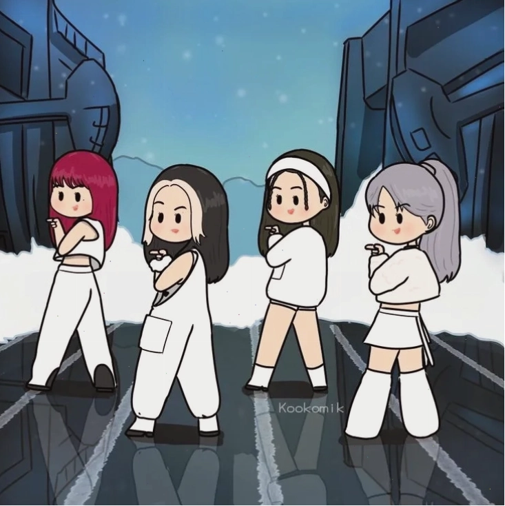 Avatar nhóm 4 người nữ anime dễ thương với biểu cảm ngây thơ