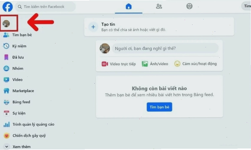 Cách chỉnh avatar Facebook về mặc định trên máy tính