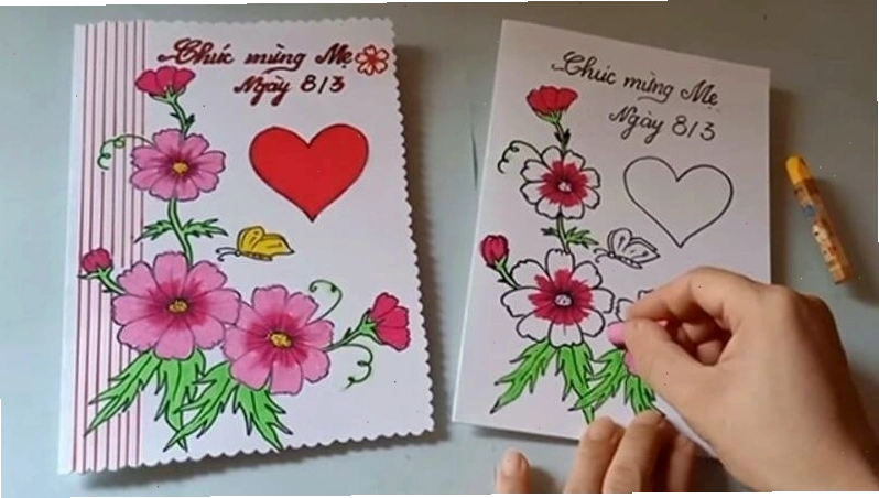 Cách làm thiệp 20/10 bằng giấy A4 và bút màu