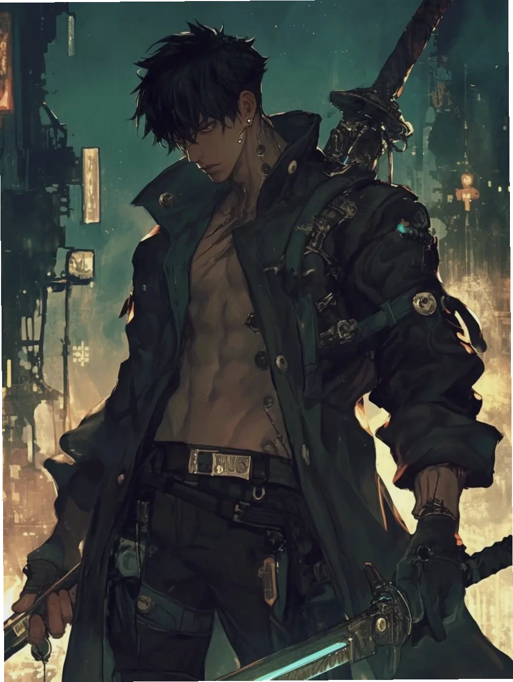 Cận cảnh cơ bụng 6 mú của nhân vật anime nam