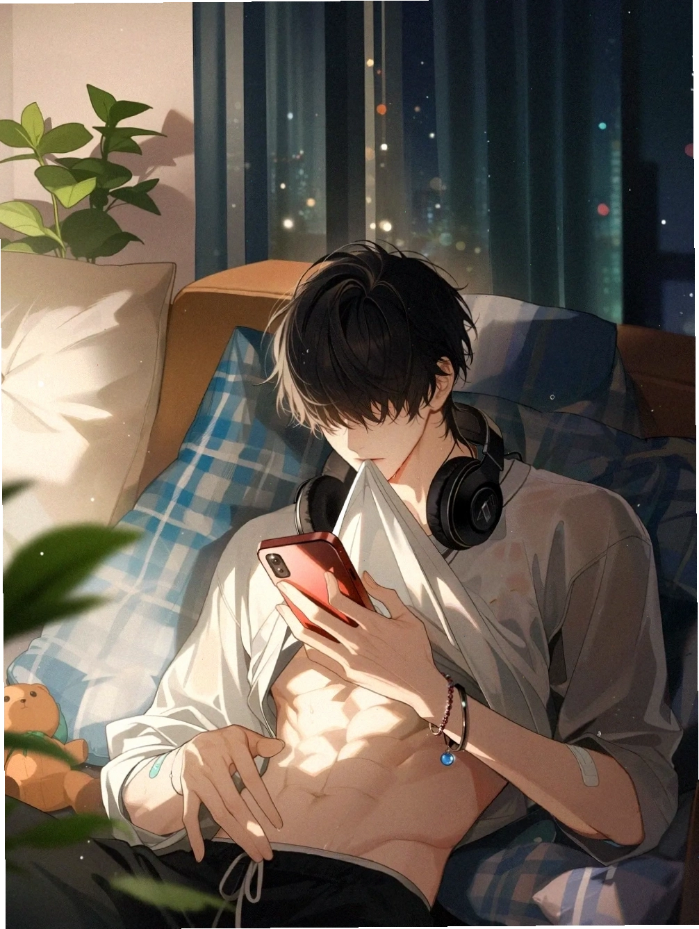 Cận cảnh gương mặt điển trai của nhân vật anime 6 múi