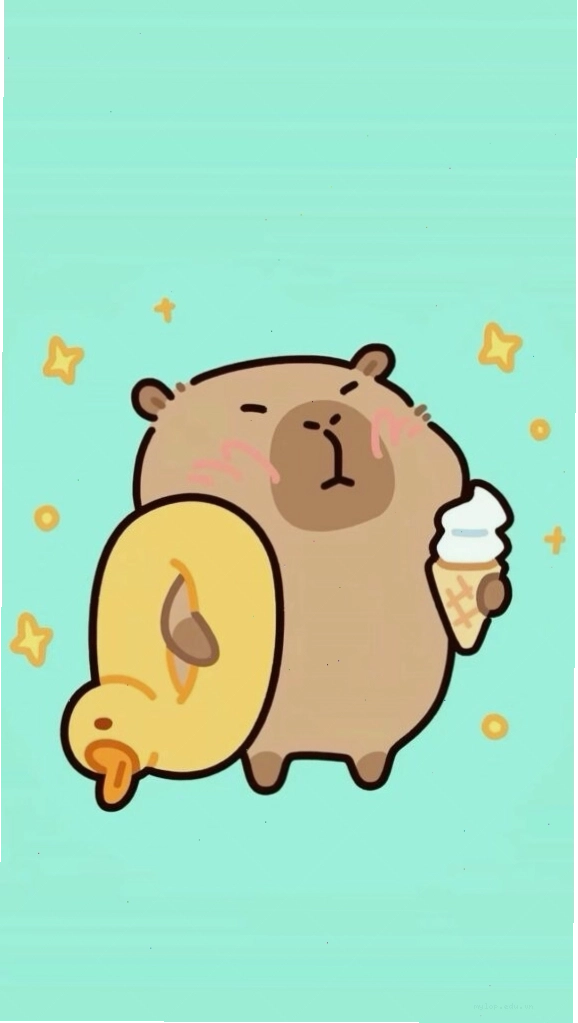Capybara cõng vịt vàng, vô tri trên nền xanh - avatar vui vẻ độc đáo