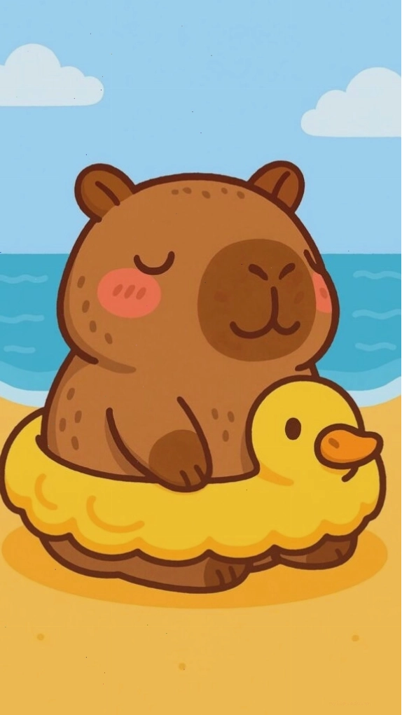 Capybara thư giãn tắm biển trên phao vịt - ảnh avatar vui vẻ