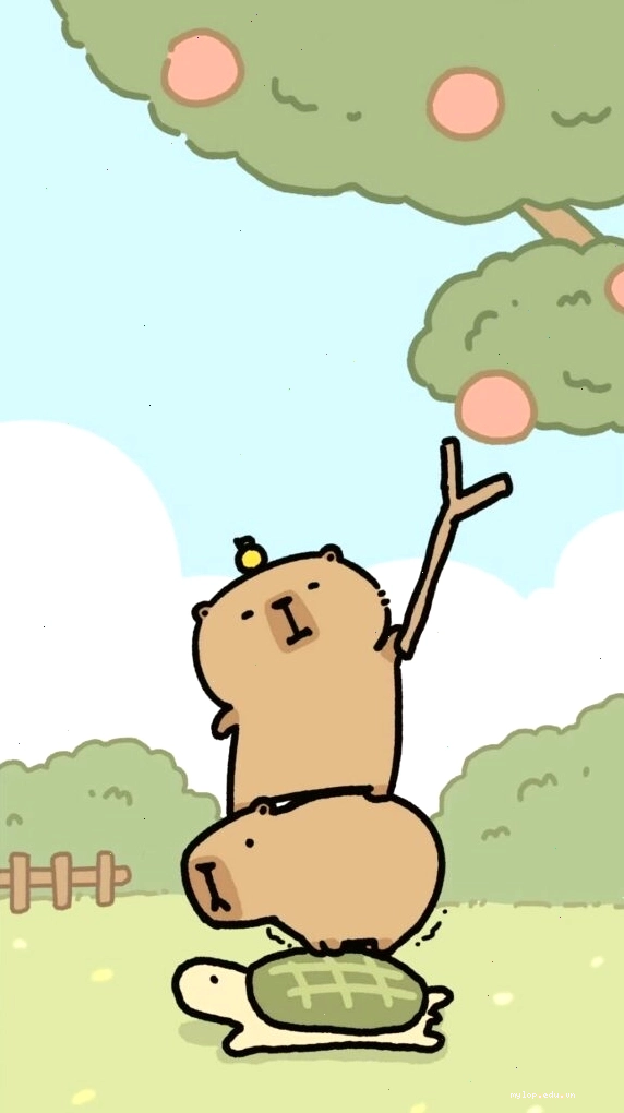 Capybara xếp chồng lên rùa hái quả - ảnh avatar vui vẻ sáng tạo
