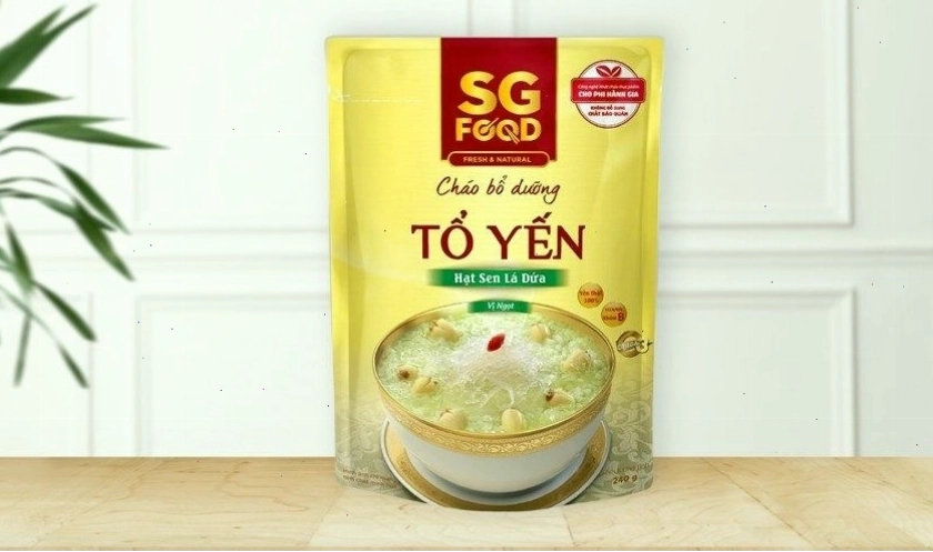 Cháo bổ dưỡng SG Food vị tổ yến, hạt sen lá dứa gói 240g