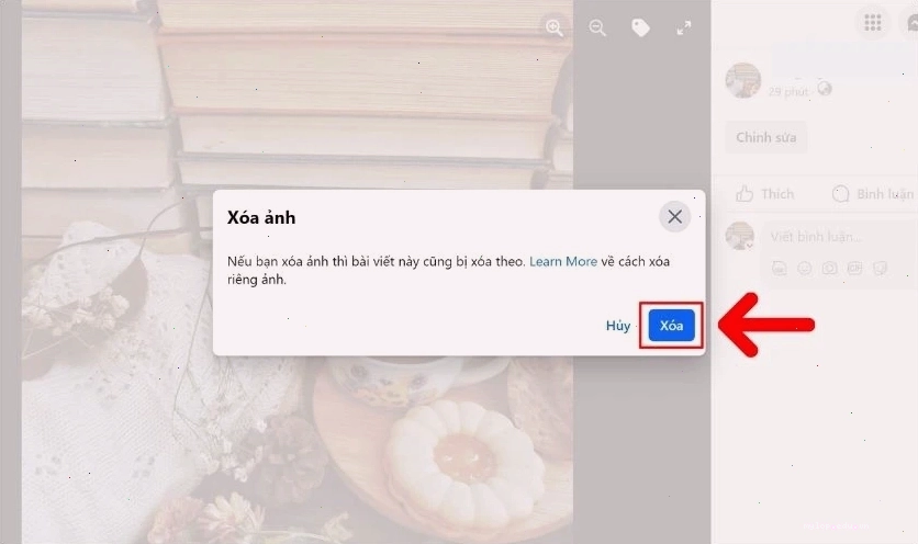 Chọn nút Xóa ảnh đại diện Facebook