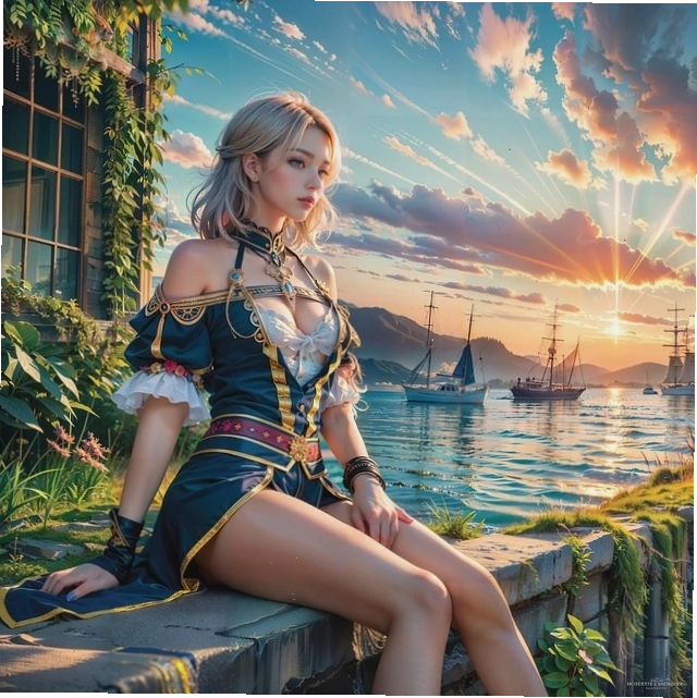 Cô gái anime ngồi bên cửa sổ suy tư