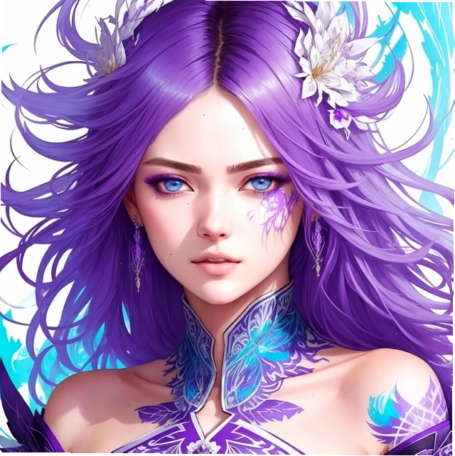 Cô gái anime với mái tóc dài và biểu cảm dịu dàng
