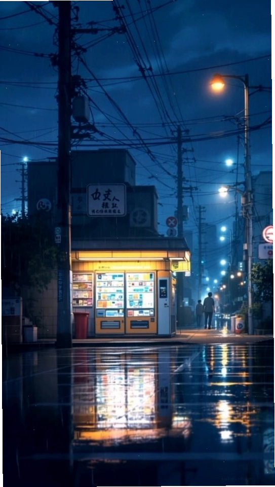 Cô gái lạc bước giữa Tokyo về đêm, tạo nên khung cảnh anime huyền ảo