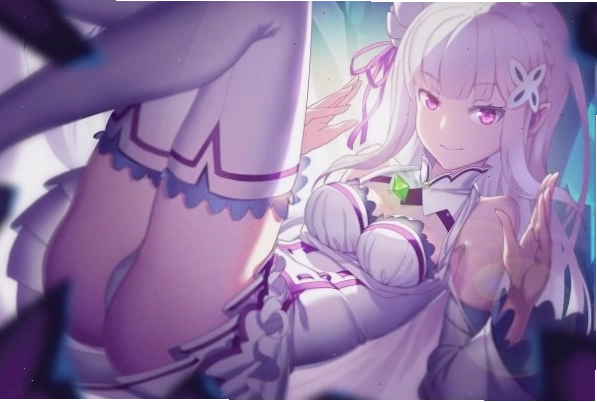 Emilia trong Re:Zero với trang phục làm nổi bật chi tiết pantsu, một ví dụ về pantsu anime
