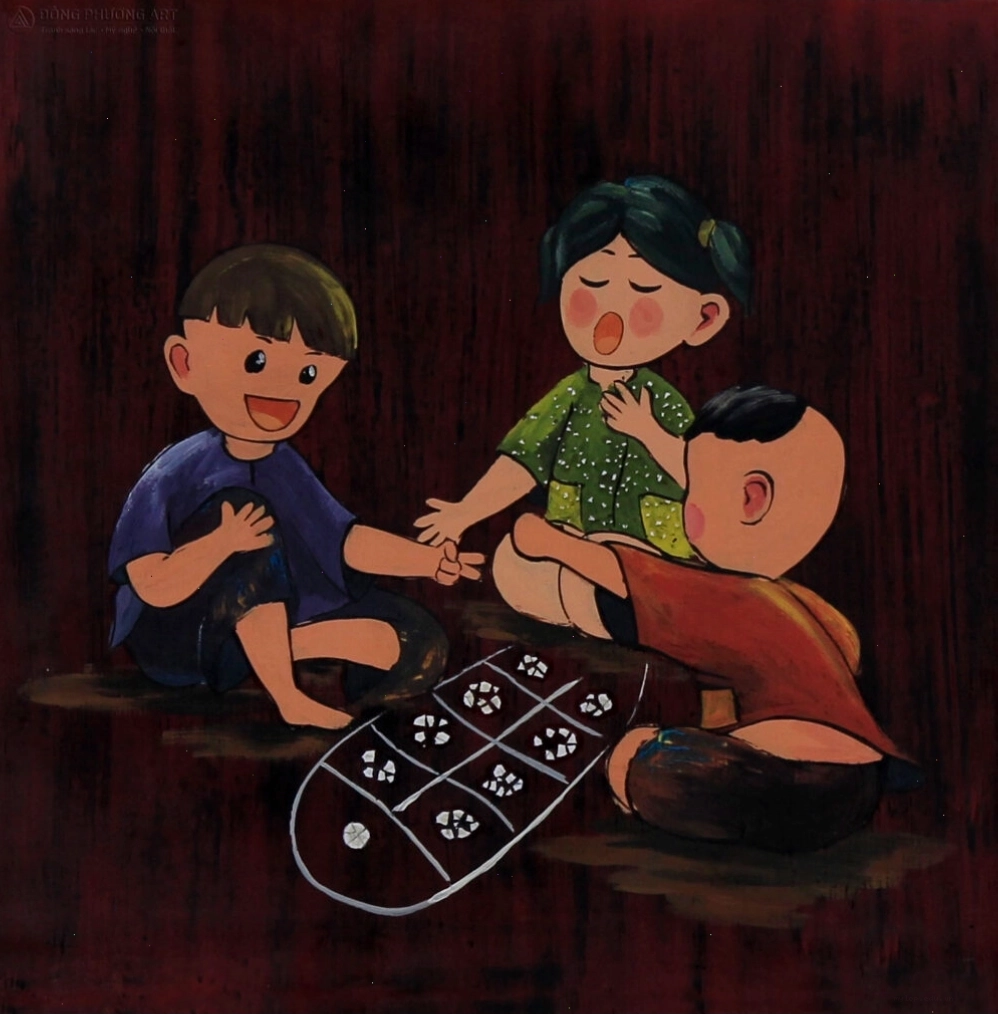 Gia đình cùng nhau chơi ô ăn quan