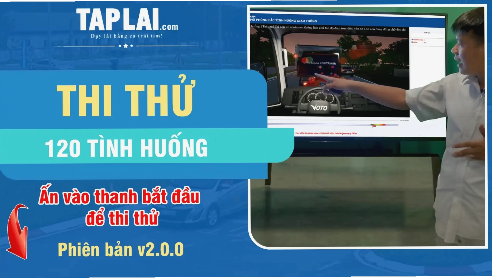 Hình ảnh minh họa giao diện thi thử 120 tình huống mô phỏng
