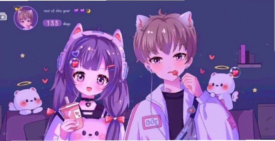 Hình nền anime nữ 3D với hiệu ứng ánh sáng lung linh