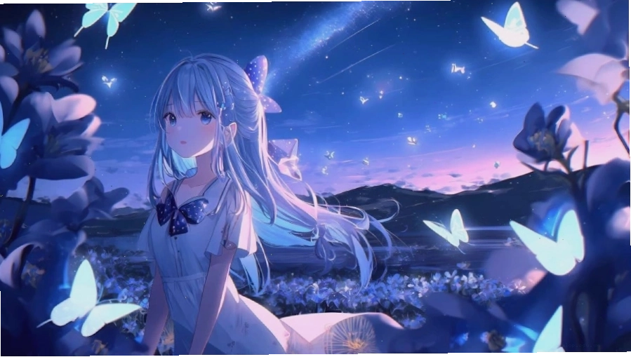 Hình nền anime nữ dễ thương với trang phục học sinh và mái tóc hồng pastel