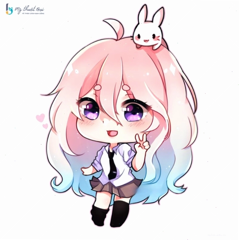 Hình vẽ anime nữ cute với nụ cười tươi tắn