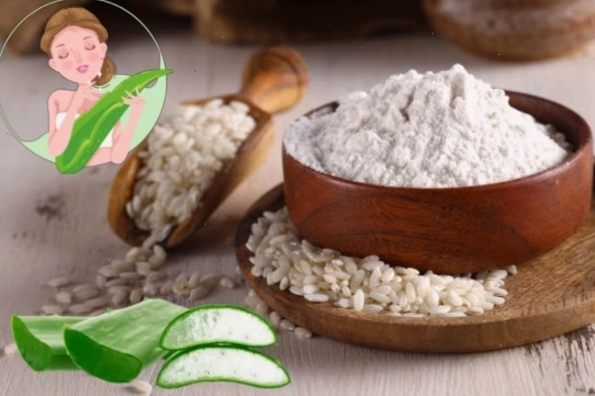 Mặt nạ nha đam và bột gạo giúp làm sạch và làm sáng da