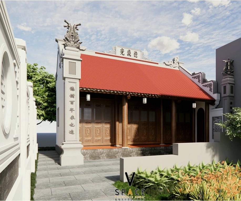 Mẫu bàn thờ gia tiên thể hiện sự tôn nghiêm và bề thế