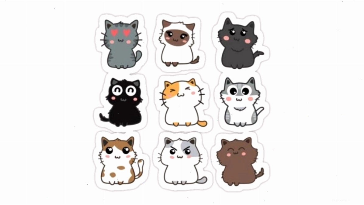 Mèo anime cute với biểu cảm tinh nghịch