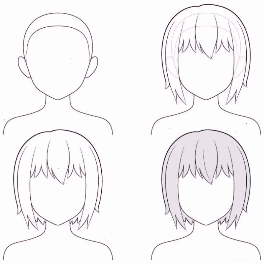 Minh họa tóc anime nữ buộc hai bên năng động, đáng yêu