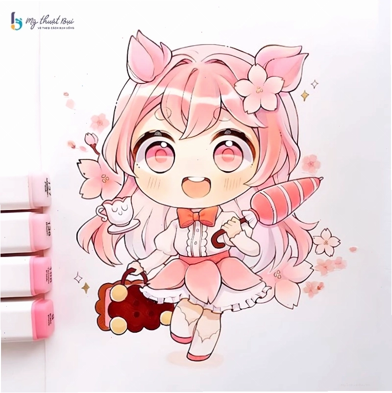 Nhân vật anime nữ chibi trong trang phục cổ tích