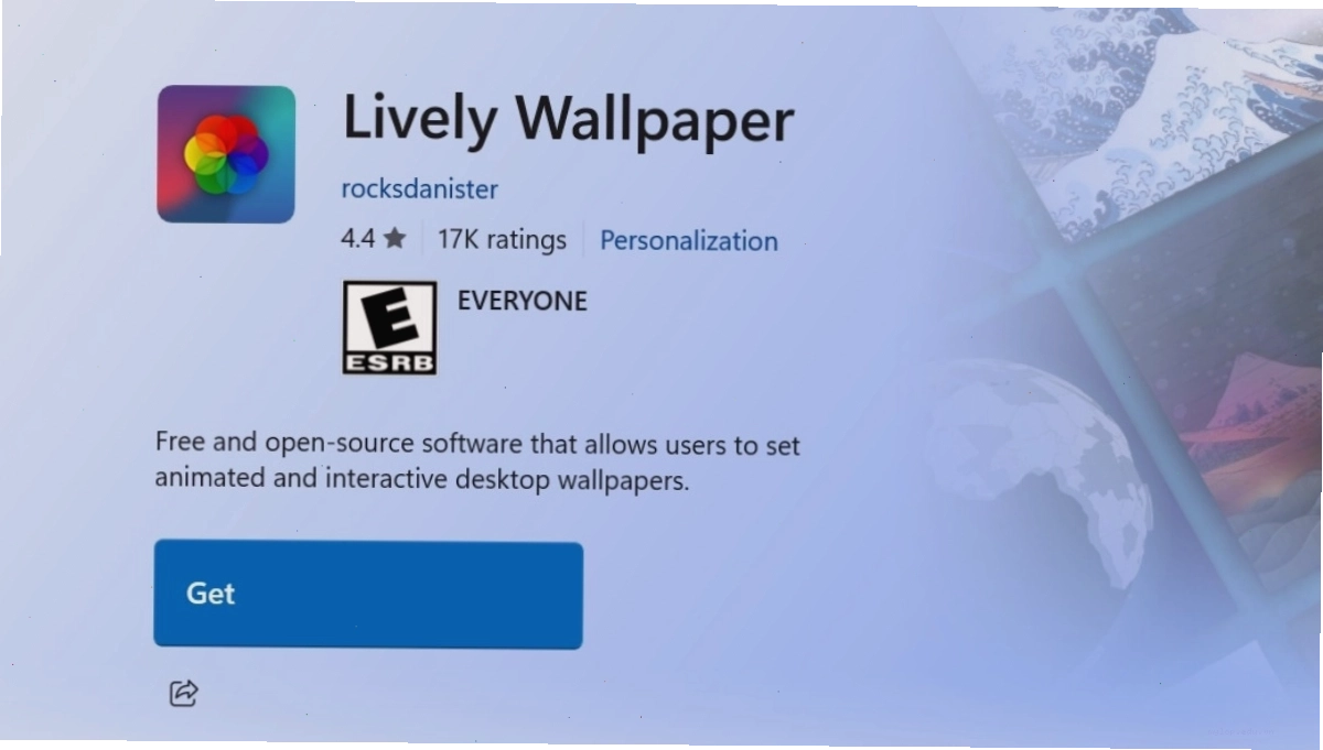 Nhấp vào nút Get để tải xuống Lively Wallpaper
