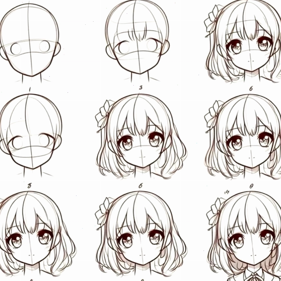 Quy trình phác thảo và hoàn thiện kiểu tóc anime nữ ngắn cá tính