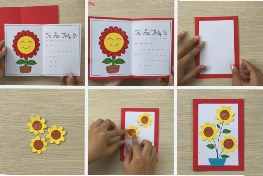 Thiệp 20/11 với họa tiết hoa hướng dương tươi sáng
