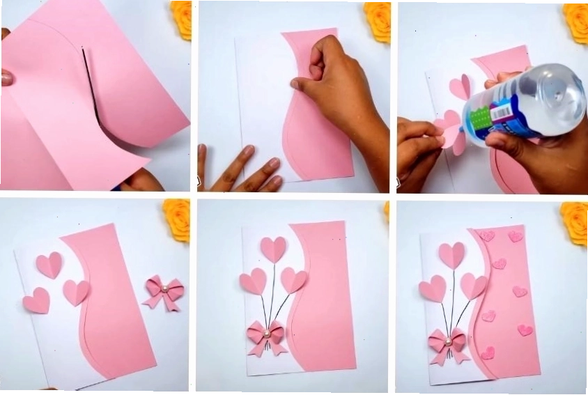 Trang trí thiệp 20/11 với hình trái tim đơn giản và sang trọng