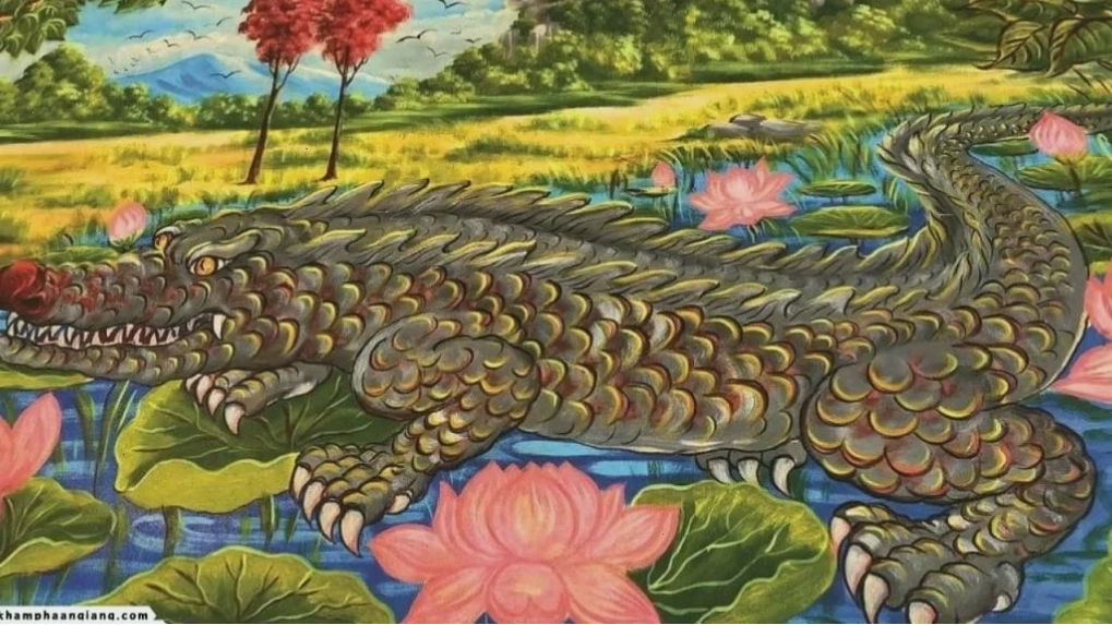 Tranh minh họa Cá Sấu Năm Chèo khổng lồ