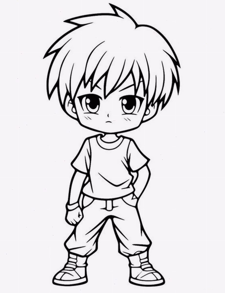 Tranh tô màu anime boy với phong cách năng động