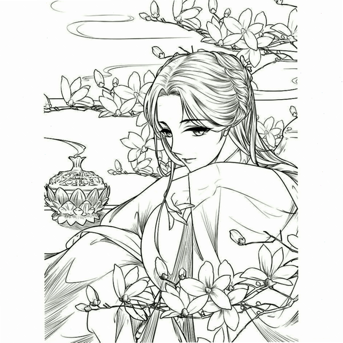 Tranh tô màu anime boy với trang phục học sinh
