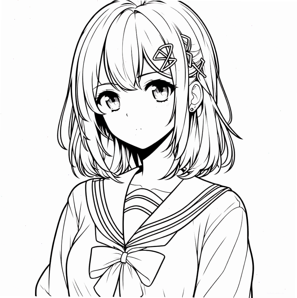 Tranh tô màu anime cô gái ngầu xinh đẹp