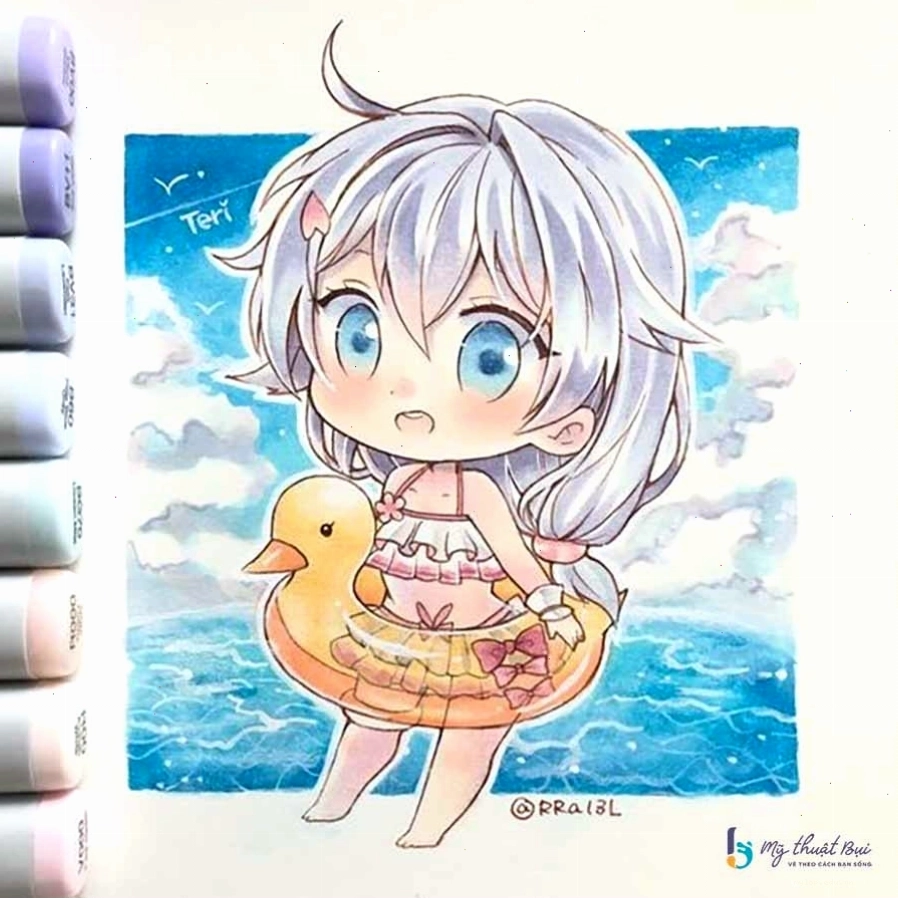Tranh vẽ anime nữ chibi dễ thương và cá tính