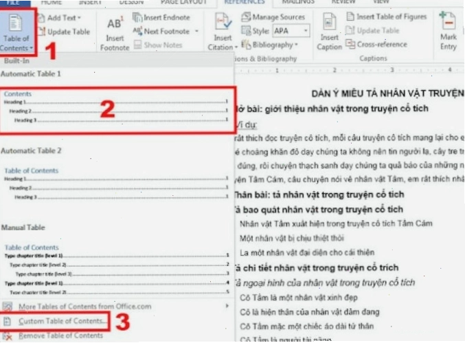 Tùy chỉnh sâu mục lục tự động trong Word