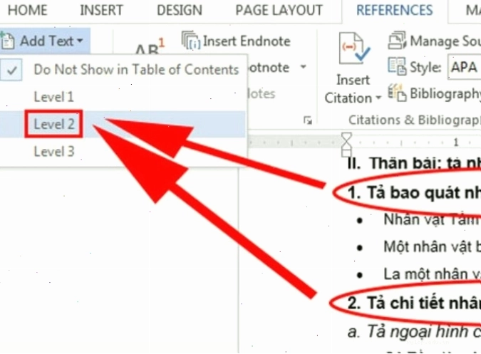 Tùy chọn các kiểu mục lục tự động trong Word