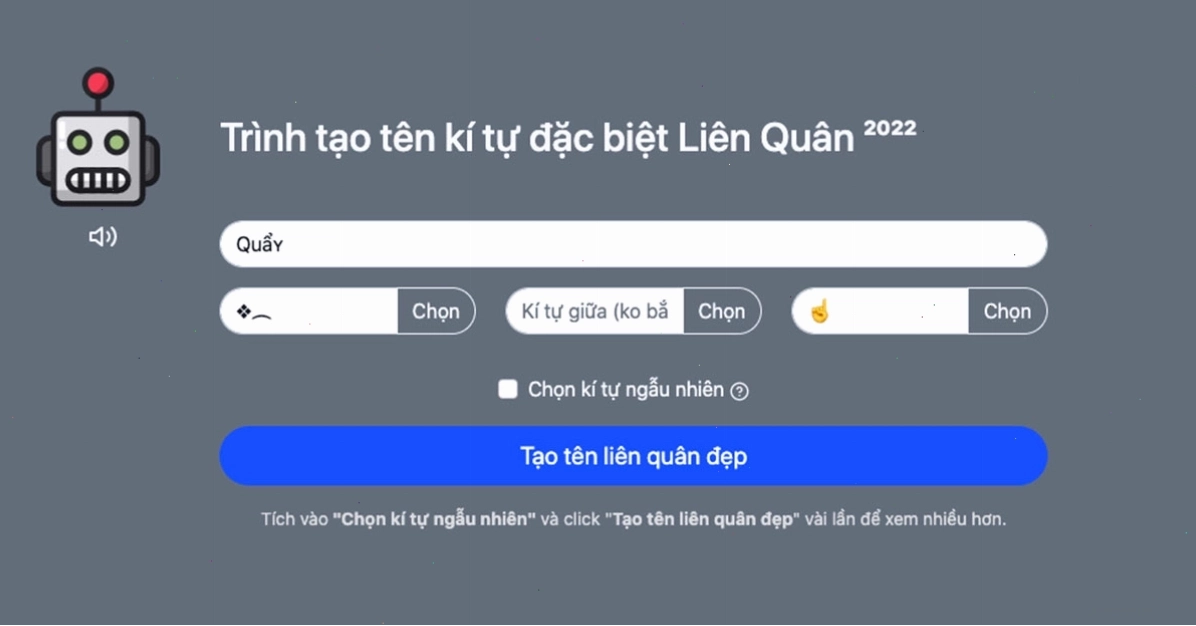 Ví dụ về việc sử dụng ký tự đặc biệt cho tên hiển thị