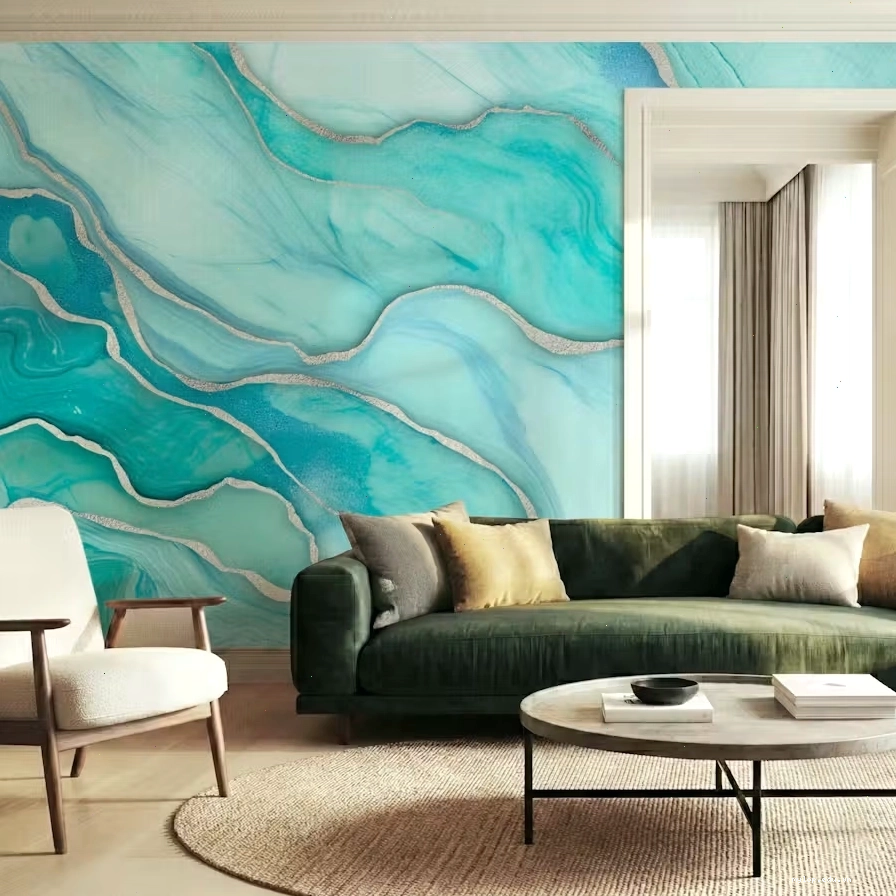 Glam interior with metallic marble accents