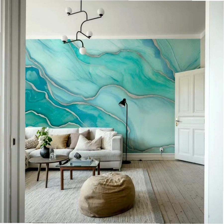 Luxurious metallic marble effect wallpaper for glam interior